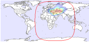 Türksat 2A: East footprint map