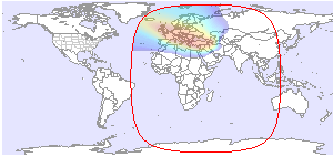 Türksat 3A: West footprint map