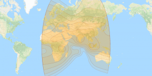 Intelsat 20: Landmass footprint map